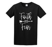 Wangsoar Letters Printed Faith Over Fear Arrow Unisex Short-Sleeve T-Shirts Black