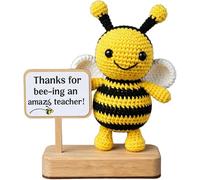 WangSong Teacher Appreciation Gift Crochet Bee, Cute Handmade Crochet Bee, Hand Weave Bees Toy Decor with Inspiring Card, Mini Cute Encourage Bees Gift for Teacher Day,Graduation
