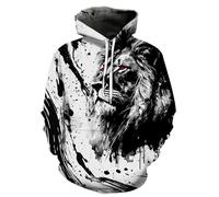 wangstar Mens Graphic Hoodies Pullover Cool Designer Hoodies for Men for Gen Z Cool Anime Funny Sweatshirts, Jr Ink Lion, L-XL
