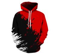 wangstar Mens Graphic Hoodies Pullover Cool Designer Hoodies for Men for Gen Z Cool Anime Funny Sweatshirts, Ac Red Black White, S-M