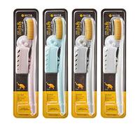 WANGTA Toothbrush 4pcs, Twice as Wide as Regular Brush Head, More Comfortable and Easier Brushing (Golden Brush)