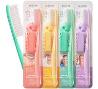 WANGTA Toothbrush 4pcs, Twice as Wide as Regular Brush Head, Wide Toothbrush, Long Brush Head, More Comfortable and Easier Brushing (White Brush)