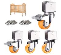 WANGTIAN 1,5 Inch 38mm Swivel Caster Wheels,U-Bracket Furniture Caster,Nylon Casters Wheel Suitable for Cribs,Baby Bed Castors,U-Clamp Top 360° Rotatable Universal Caster,4pcs,Yellow(Swivel+brake22m