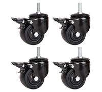WANGTIAN Heavy duty castor wheels,Wheels for furniture, Furniture Swivel Wheels Caster,Pack of 4 Swivel Industrial Caster Wheel,Furniture Castors in Nylon,Black,Heavy Duty,with Threaded Stem,Low Cent