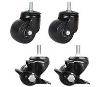 WANGTIAN Heavy duty castor wheels,Wheels for furniture, Furniture Swivel Wheels Caster,Pack of 4 Swivel Industrial Caster Wheel,Furniture Castors in Nylon,Black,Heavy Duty,with Threaded Stem,Low Cent