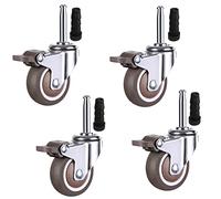 WANGTIAN Rubber Furniture Castor with Brakes,50mm Peg Swivel Caster Wheels,4 Moving Castor Wheels,With three sizes of plug sleeves,Replacement Wheel Casters,15.5mmpipesleeve