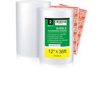 wanguagua 2 Pack 12 Inch x 72 ft Total Bubble Packing Wrap for Moving Boxes Shipping Cushioning Supplies Perforated Every 12”