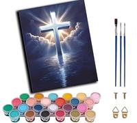 WANGWANGMIAO DIY Oil Painting Paint by Number Kit for Adults -Cross Sea- 40x50cm Linen Canvas Paint by Numbers Crafts Kits Gift for Relax and De-Stress 16x20inch,Without Frame