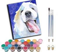 WANGWANGMIAO DIY Oil Painting Paint by Number Kit for Adults -Great Pyrenees Animal Dog Art Gifts- 40x50cm Linen Canvas Paint by Numbers Crafts Kits Gift for Relax and De-Stress 16x20inch,with Frame