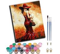 WANGWANGMIAO DIY Oil Painting Paint by Number Kit for Adults -Red Riding Hood Girl- 40x50cm Linen Canvas Paint by Numbers Crafts Kits Gift for Relax and De-Stress 16x20inch,Without Frame