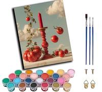 WANGWANGMIAO DIY Oil Painting Paint by Number Kit for Adults -Tomato and Candlelight- 40x50cm Linen Canvas Paint by Numbers Crafts Kits Gift for Relax and De-Stress 16x20inch,Without Frame