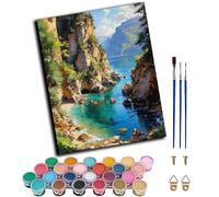 WANGWANGMIAO Paint by Number for Adults,Bay View Adult Painting by Numbers Canvas Kits, DIY Acrylic Oil Paints for Home Wall Decor Gift 16x20inch,Without Frame