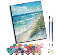 WANGWANGMIAO Paint by Number for Adults,Beach Painting by Numbers DIY Canvas Crafts Kits for Relax and De-Stress Home Decoration Gift 16x20inch,Without Frame
