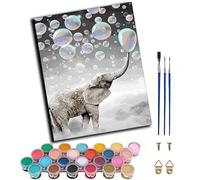 WANGWANGMIAO Paint by Number for Adults Bubble Elephant,Painting by Numbers Kits for Beginners,Colorful Oil Paints Craft Art for Home Wall Decor Gift 20X16Inch,Without Frame