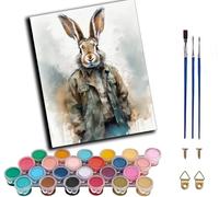 WANGWANGMIAO Paint by Number for Adults,Mr. Rabbit's Autumn Outfit Painting by Numbers DIY Canvas Crafts Kits for Relax and De-Stress Home Decoration Gift 16x20inch,with Frame