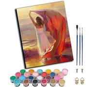 WANGWANGMIAO Paint by Number for Adults,Sea Girl White Skirt Adult Painting by Numbers Canvas Kits, DIY Acrylic Oil Paints for Home Wall Decor Gift 16x20inch,Without Frame