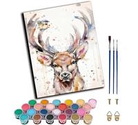 WANGWANGMIAO Paint by Number for Adults Watercolor Art Animal stag and Bird,Painting by Numbers Kits for Beginners,Colorful Oil Paints Craft Art for Home Wall Decor Gift 20X16Inch,Without Frame