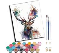 WANGWANGMIAO Paint by Number for Adults Watercolor Deer King,Painting by Numbers Kits for Beginners,Colorful Oil Paints Craft Art for Home Wall Decor Gift 20X16Inch,Without Frame