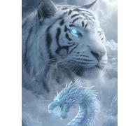 WANGWANGMIAO Paint by Number for Adults,White Tiger Ice Dragon Divine Beast Adult Painting by Numbers Canvas Kits, DIY Acrylic Oil Paints for Home Wall Decor Gift 16x20inch，Without Frame