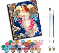 WANGWANGMIAO Paint by Number for Adults Winter Bright Angel Girl,Painting by Numbers Kits for Beginners,Colorful Oil Paints Craft Art for Home Wall Decor Gift 20X16Inch,with Frame