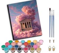 WANGWANGMIAO Paint by Numbers for Adult,Cloud Temple DIY Canvas Oil Painting Kit for with Paintbrushes Acrylic Pigment Drawing Paintwork 16x20inch,with Frame