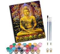 WANGWANGMIAO Paint by Numbers for Adults,40x50 cm Buddhist Religion Acrylic Oil Painting by Numbers for Beginner Paints Kit with 3 Brushes Paint by Numbers Canvas Kits for Gift,with Frame