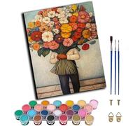 WANGWANGMIAO Paint by Numbers for Adults Beautiful Flowers,Painting by Numbers for Adult Canvas Crafts Kits, DIY Oil Paints for Relax and De-Stress Home Decoration Gift 16x20inch,with Frame