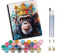 WANGWANGMIAO Paint by Numbers for Adults Beginner,Doodle Monkey Chimpanzee King Painting by Number Kits On Canvas,DIY Color Oil Painting Acrylic Paints,Home Wall Decor 40x50cm/16x20in,Without Frame