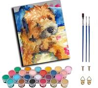 WANGWANGMIAO Paint by Numbers for Adults -Border Terrier Animal Dog Art Gifts -Painting by Numbers for Kids,Oil Number Painting Kits for Home Wall Decor，20x16inch,with Frame