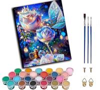 WANGWANGMIAO Paint by Numbers for Adults Ice Rose Castle,DIY Painting by Numbers Kits on Canvas Hand Painted Artwork Gift Home Decoration 16x20inch,with Frame