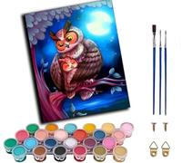 WANGWANGMIAO Paint by Numbers for Adults Two Owls,Painting by Numbers for Adult Canvas Crafts Kits, DIY Oil Paints for Relax and De-Stress Home Decoration Gift 16x20inch,with Frame