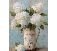 WANGWANGMIAO Paint by Numbers Kit for Adults,White Hydrangeas in an Old jar, DIY Painting with Brushes & Acrylic Pigment, 16x20 Inch, Home Decorations Gift，with Frame
