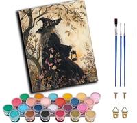 WANGWANGMIAO Paint by Numbers Kits for Adults,Autumn Witch Lights Painting by Number Kits On Canvas,DIY Color Acrylic Oil Paints Home Wall Decor 16x20inch/40×50CM,Without Frame