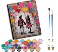 WANGWANGMIAO Painting by Numbers for Adults Beginner,Doodle Love Balloon DIY Oil Paint Unique Gift Pre-Printed Canvas Wall Decoration Art 40x50cm,Without Frame