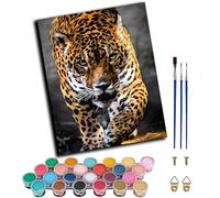 WANGWANGMIAO Painting by Numbers for Adults Beginner,Elegant Beast cheetahDIY Oil Paint Unique Gift Pre-Printed Canvas Wall Decoration Art 40x50cm,with Frame