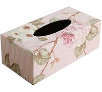 WANGWEI Elegant Rectangular Pink Rose Designed Wooden Tissue Box Cover (24 * 12 * 8.5cm)