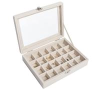 WANGXC Earring Storage Organiser, Fashion Velvet 24-Grid High Capacity Jewellery Organiser with Clear Lid, Girls Jewellery Box & Display Case, Dustproof Gift Earring Box for Rings & Necklaces