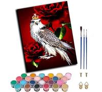 WANGXIAO DIY Hand Oil Painting,Paint by Numbers Kits for Adults Beginner,for Home Living Room Bedroom Decor,16x20inch，Rose Flower Bald Eagle King Animal,Frameless