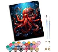 WANGXIAO DIY Hand Oil Painting,Paint by Numbers Kits for Adults Beginner,for Home Living Room Bedroom Decor,16x20inch,Red Evil Octopus,Frameless