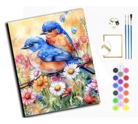 WANGXIAO DIY Hand Oil Painting,Paint by Numbers Kits for Adults Beginner,for Home Living Room Bedroom Decor,16x20inch，Daisy Sparrow,with Frame