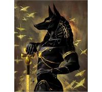 WANGXIAO DIY Hand Oil Painting,Paint by Numbers Kits for Adults Beginner,for Home Living Room Bedroom Decor,16x20inch,Egyptian Pyramid Anubis God of Death,Frameless