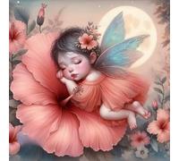 WANGXIAO DIY Hand Oil Painting,Paint by Numbers Kits for Adults Beginner,for Home Living Room Bedroom Decor,16X16Inch，Hibiscus Fairy,with Frame