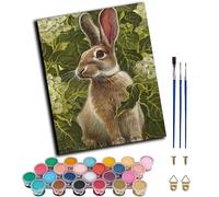 WANGXIAO DIY Hand Oil Painting,Paint by Numbers Kits for Adults Beginner,for Home Living Room Bedroom Decor,16x20inch，Rabbit Shadow Hydrangea Bush,Frameless