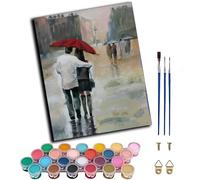 WANGXIAO DIY Hand Oil Painting,Paint by Numbers Kits for Adults Beginner,for Home Living Room Bedroom Decor,16x20inch，Couple Holding an Umbrella,Frameless