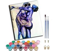 WANGXIAO DIY Oil Painting,Paints by Numbers Kits for Adults,Paint Set Linen Canvas Painted Hand-Painted Gifts,40x50 cm,African Couple Kissing,Frameless