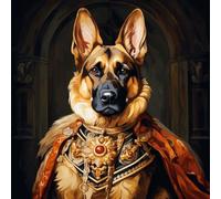 WANGXIAO DIY Paint by Number for Adults Beginner,with Paintbrushes and Acrylic Painting Kits Art Crafts for Home Walls 16 X16Inch,German Shepherd General,with Frame