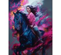WANGXIAO DIY Paint by Number for Adults Beginner,with Paintbrushes and Acrylic Painting Kits Art Crafts for Home Walls 16 x20inch,Running Dark Horse Beauty,Frameless