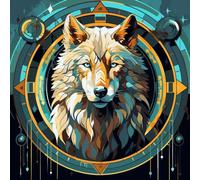 WANGXIAO DIY Paint by Number for Adults Beginner,with Paintbrushes and Acrylic Painting Kits Art Crafts for Home Walls 16 X16Inch,Wolf God, Magic Circle,Fantasy Animals,Frameless