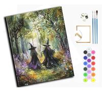 WANGXIAO DIY Painting by Numbers Kits for Adults Beginner,40x50cm，Oil Painting for Home Wall Decoration Hand Painted Gifts,Sisters of The Magic Forest,with Frame