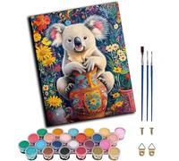 WANGXIAO DIY Painting by Numbers Kits for Adults Beginner,40x50cm，Oil Painting for Home Wall Decoration Hand Painted Gifts,Koala Flower Field,Frameless